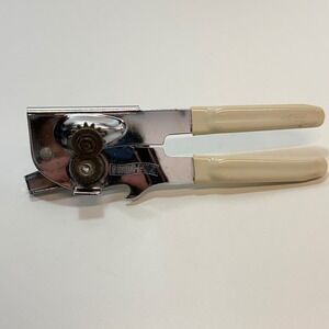Swing-A-Way Can Opener Cream Handles Vintage Made In USA Manual Gear Driven